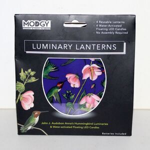 Modgy 4 Luminary Lantern Set John Audubon Anna's Hummingbird faux candle